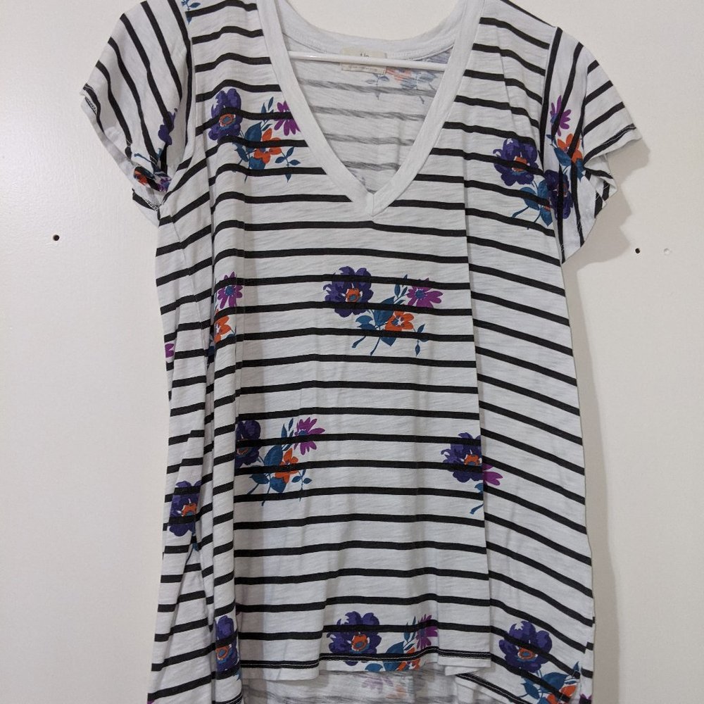 Antropologie t.la Striped Floral Tunic Top SM
